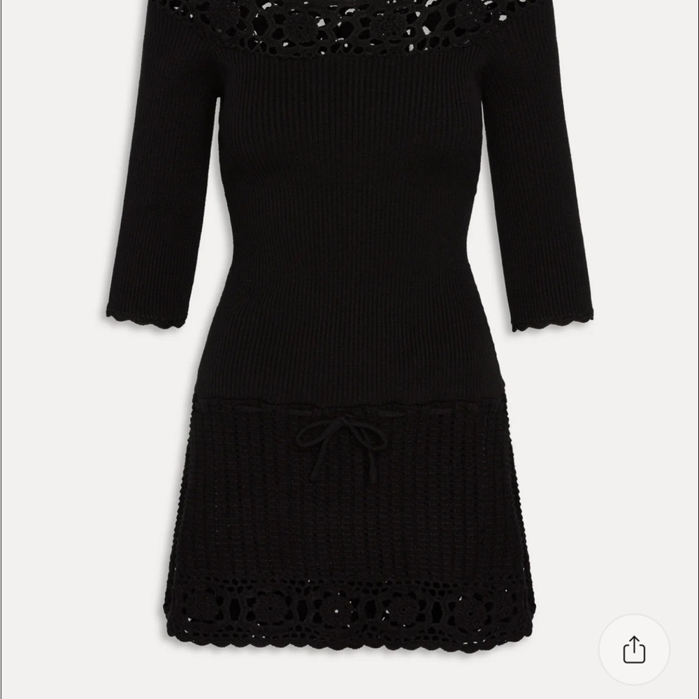 NWT . Frankies Bikinis Crochet Knit Mini Dress - Black - Picture 3 of 5